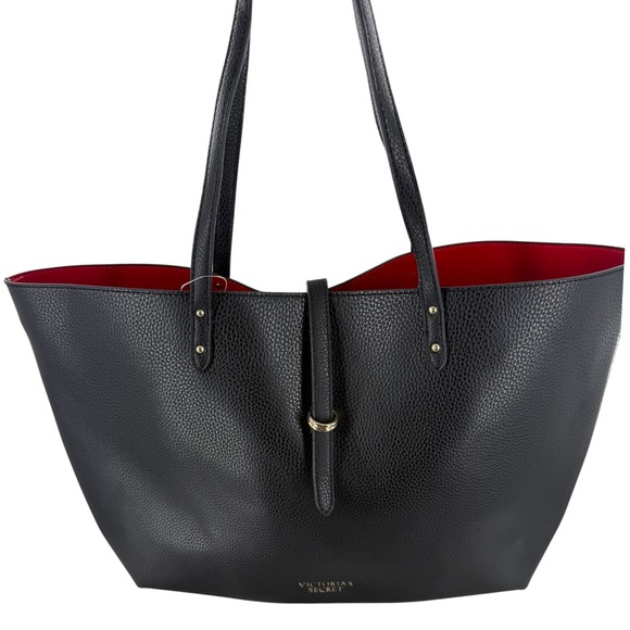 Victoria's Secret Black Tote Bag Purse Handbag Carryall Work Travel - Picture 1 of 5